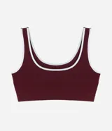 Top tipo bralette sin aros ni copas, color beige claro, con escote cuadrado y tirantes medianos. Presenta una banda inferior texturizada con doble línea horizontal.