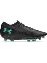 Championes de fútbol Under Armour Magnetico Elite, color negro con detalles en turquesa.
