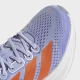 Championes de running Adidas Duramo Speed 2, color lila con detalles en naranja y blanco.