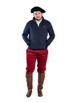 Campera de neopreno color azul, con cierre frontal y bolsillos con cierre, diseñada para ser aislante del frío.