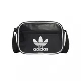 Bolso bandolera Adidas AC Mini negro con logo y contorno blanco.