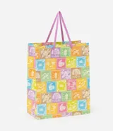 Bolsa de regalo mediana con estampa de cuadros con iconos playeros y correas dobles.