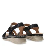Sandalia de mujer Lady Confort modelo Coper, color negro, con materiales combinados, tobillera con velcro y suela de goma.