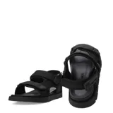 Sandalias deportivas negras con tiras ajustables de velcro y suela gruesa.