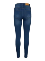 Jeans skinny de tiro alto color azul oscuro.
