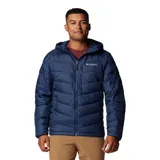 Campera Columbia azul marino con capucha, cierre frontal y bolsillos con cierre en el pecho y en las manos. Cuenta con forro con tecnología Omni-Heat Infinity, tecnología Omni-Shield y aislamiento Thermarator de poliéster reciclado.