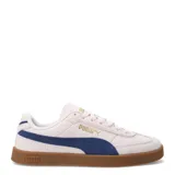 Championes Puma Club II Era Suede, color rosa con detalles en verde agua y suela marrón.