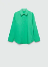 Conjunto de camisa de manga larga con botones y shorts con cintura elástica, color verde menta.