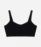 Soutien modelo top, color lila, hecho en microfibra sin relleno, con aro, sin costura y con textura acanalada/trenzas.