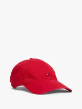 Gorra de béisbol roja de algodón, con logo de Tommy Hilfiger bordado en el frente.