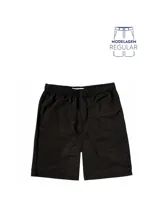 Short de baño liso color negro, con cintura elástica y cordón de ajuste.