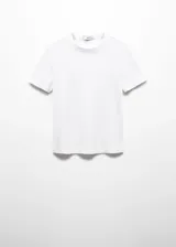 Remera verde oliva de algodón con cuello redondo y mangas cortas.