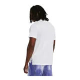 Remera deportiva negra de manga corta, con logo Under Armour estampado en blanco en el pecho.