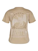 Remera color arena con estampado frontal de la banda de rock Led Zeppelin, con la imagen del concierto de 1975 en el Madison Square Garden.