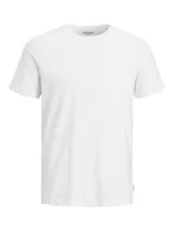 Camiseta blanca de manga corta y cuello redondo, corte slim fit.