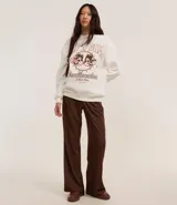 Sudadera blanca de algodón y poliéster con forro polar, cuello redondo, mangas largas con puños acanalados y estampado frontal de Chip 'N' Dale.