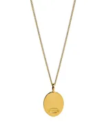Collar dorado con dije de sol y dije de yin yang.