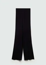 Pantalón largo de punto fino color verde oscuro, con diseño wideleg y cintura elástica.