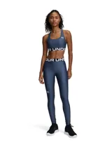 Calza deportiva Under Armour HeatGear color azul brillante, con cintura alta elástica con logo de la marca.