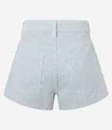 Short pollera de sarga de algodón con estampado a rayas.