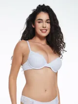 Soutien blanco con copa y detalles de encaje.