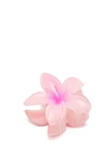 Broche para el pelo con forma de flor de hibisco color rosa.