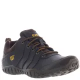 Zapatos Caterpillar Casual Instruct de hombre, color marrón café, con cordones y logo CAT amarillo en el lateral.
