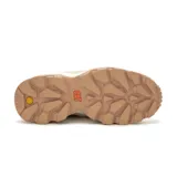 Zapatillas urbanas Cat Reactor de cuero color blanco, con detalles en beige y cordones de trekking color salmón.