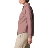 Camisa negra de manga larga para mujer, marca Columbia, modelo Silver Ridge 3.0. Confeccionada con tejido de secado rápido y protección solar UPF 50.