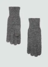 Guantes grises de tejido de punto con puño acanalado.