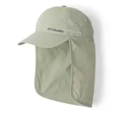 Gorro unisex color verde claro con protección solar UPF 50, tecnología Omni-Shield repelente al agua y solapa para el cuello.