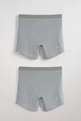 Pack de dos boxers largos de algodón color gris melange con cintura elástica.