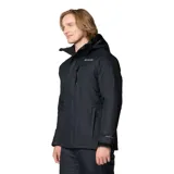 Campera de esquí Columbia Last Tracks Jacket para hombre, color negro, impermeable y transpirable con tecnología termorreflectante Omni-Heat™. Cuenta con capucha ajustable y extraíble, faldón para nieve ajustable, bolsillos con cremallera en el pecho y las manos, bolsillo para forfait, dobladillo ajustable con cordón y puños ajustables.