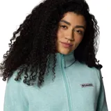 Campera polar Columbia Sweater Weather, color gris jaspeado, con cierre frontal completo, cuello alto y bolsillos laterales con cierre.