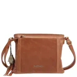 Cartera bandolera Hush Puppies color marrón, con bolsillo frontal con cierre y llavero colgante.