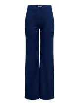 Pantalón de jean azul oscuro, de corte wide leg y tiro alto.