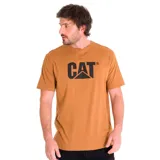 Remera color ocre de manga corta con logo de la marca CAT estampado en el pecho. Corte clásico.