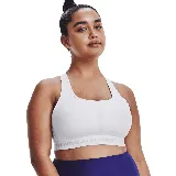 Top deportivo Under Armour Crossback Mid Bra, color blanco, ideal para entrenamientos de impacto medio como gym, ciclismo o clases de fitness.