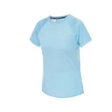 Remera deportiva celeste de manga corta, con logo de New Balance estampado en el pecho y tecnología NB ICEx de secado rápido.