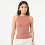 Musculosa rosa de punto canalé con cuello redondo y sisas anchas.