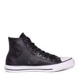 Botas altas de lona negra con suela blanca y logo en el lateral, diseño clásico de Converse.