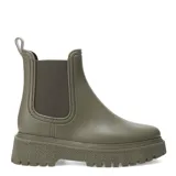 Bota de lluvia color beige, estilo Chelsea, con elástico lateral y suela track.