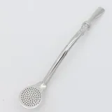Bombilla para mate de plata con filtro inferior con orificios.