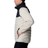 Chaleco Columbia Powder Lite II Vest para hombre, color beige con parte superior negra. Cuenta con tecnología Omni-Heat de revestimiento térmico reflectante, tecnología Omni-Shield que repele la humedad y aislamiento Thermarator de poliéster reciclado.