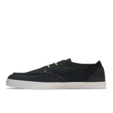 Zapatos Reef de lona color gris oscuro con cordones color crema y suela blanca.