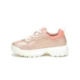 Zapatillas Caterpillar modelo Flame, color rosa metalizado con detalles en naranja y suela blanca.
