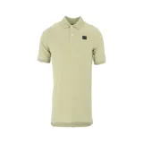Remera tipo polo color petróleo con cuello de punto acanalado, puños de manga de punto plano y parche de silicona con el logo de Cat en el lado izquierdo del pecho.