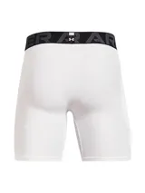 Short de compresión gris con cintura elástica negra con logo Under Armour.