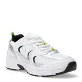 Championes urbanos Miss Carol Misuri, color blanco con detalles en plateado y verde flúor, confeccionados en material sintético y malla.