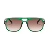 Gafas de sol unisex con montura verde y lentes marrones degradadas. Fabricadas con plástico reciclado y filtro UV 400.